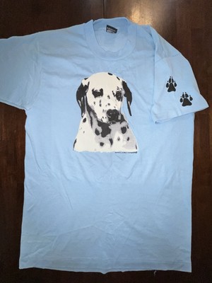 Vintage Famous Fidos Funwear Dalmatian Light Blue Single Stitch T-Shirt Size L