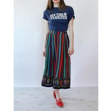 Chaus Petites Vintage Crest Tea Length Midi Flair Skirt 90s Abstract Sz 12
