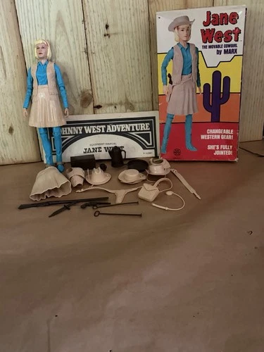 Vintage Marx Jane West Johnny West movable cowgirl with access & original box