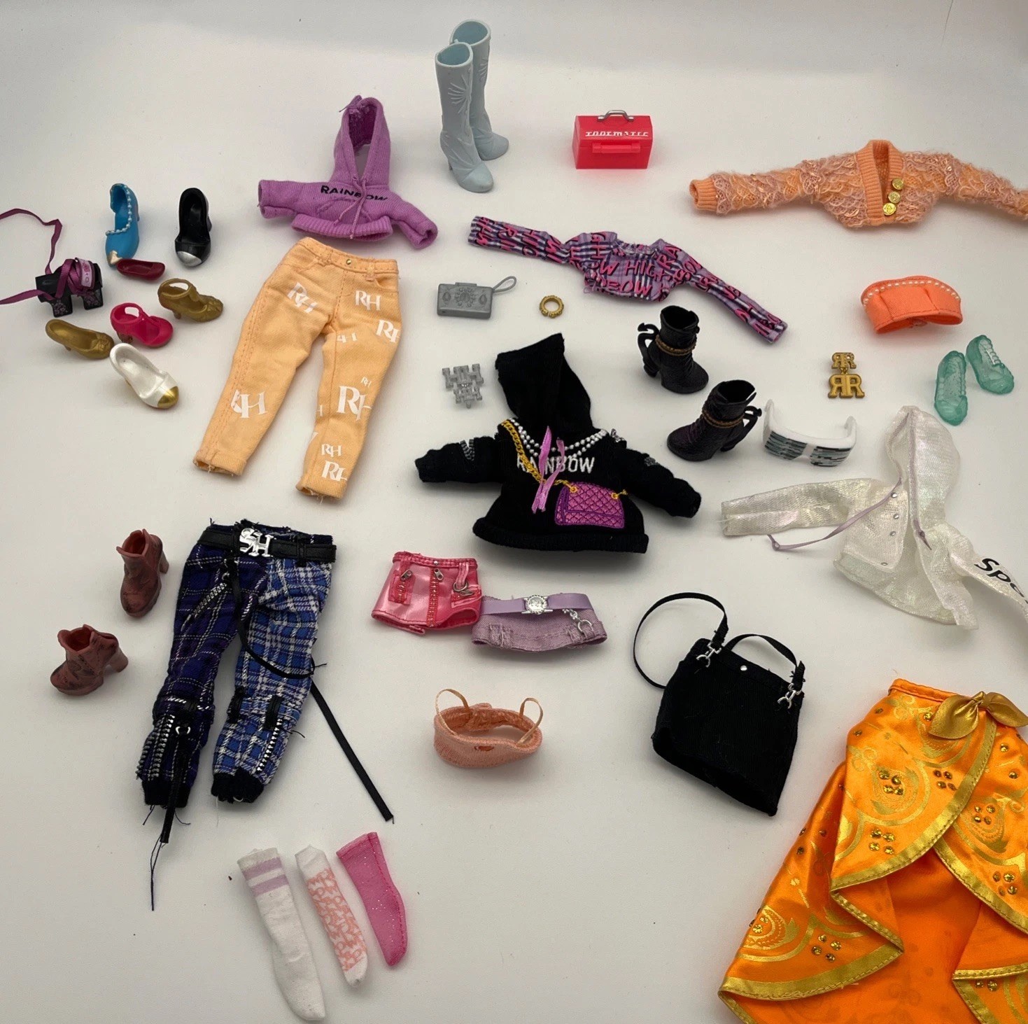 Random Rainbow High Doll Clothing Outfits Lot Shoes And Accessories + Pcs Boots