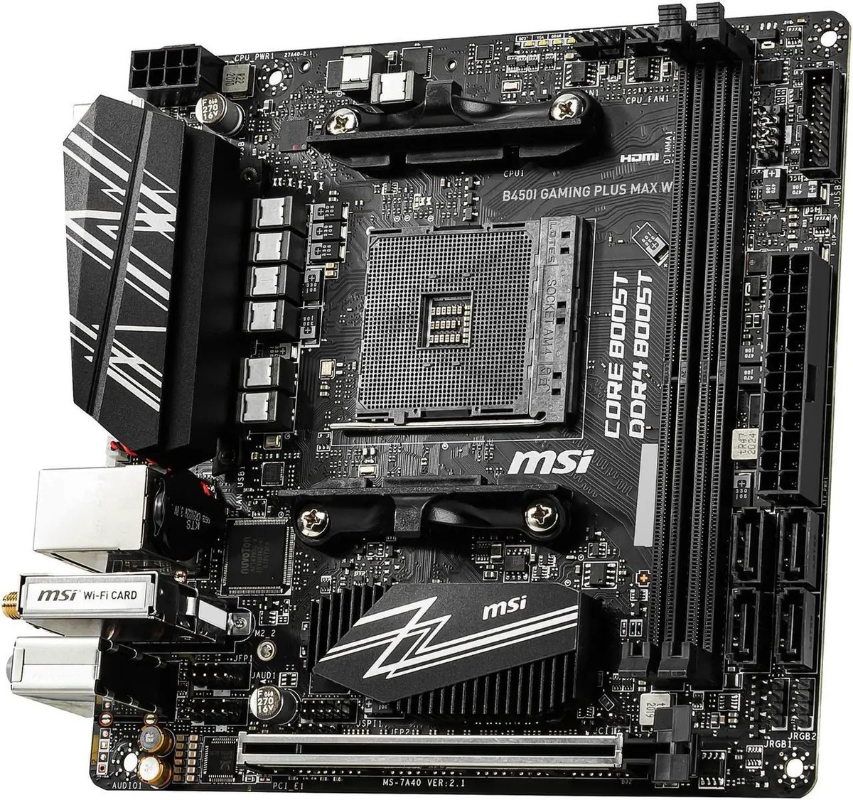 MSI B450I GAMING PLUS AC Socket AM4 AMD Mini-ITX Motherboard for
