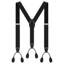 Button End Suspenders Adjustable Y Back Elastic Tuxedo Formal Wear Pants Braces