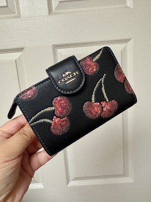 NWT Coach Medium Corner Zip Wallet With Cherry Print CDF10 | eBay