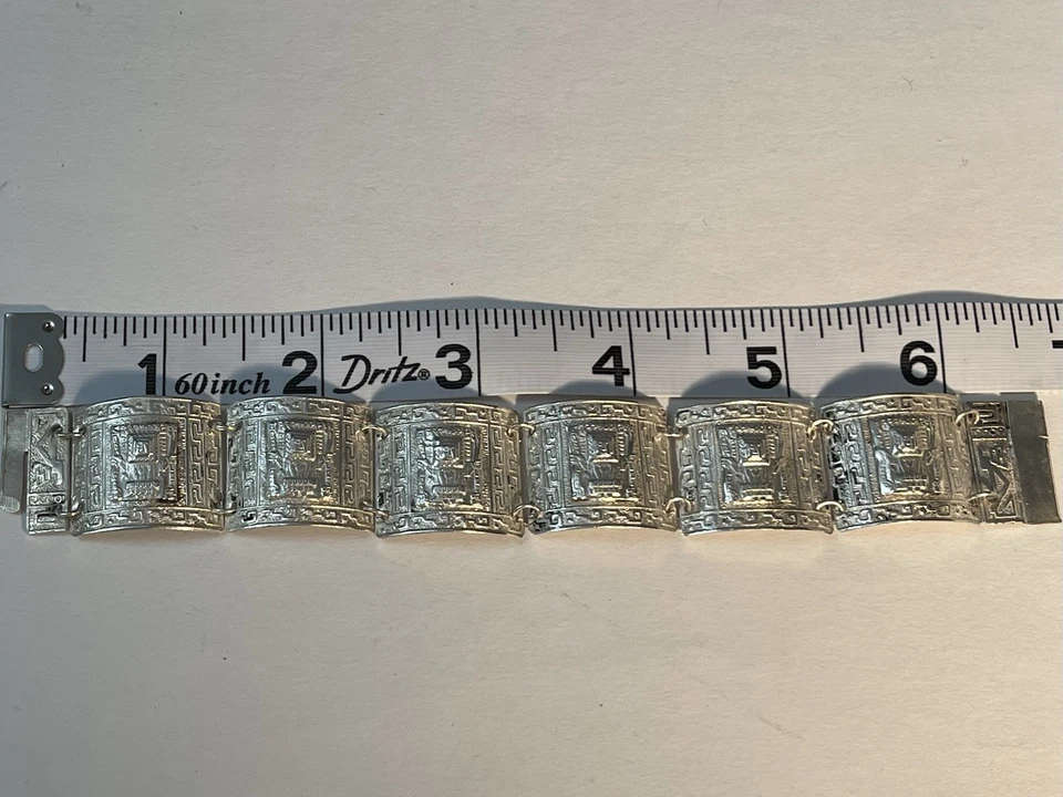 Pulsera Vintage Plata Peruana Cuentacuentos 6 Paneles Con Diseños Incas 6.75 Foto 3 de 4