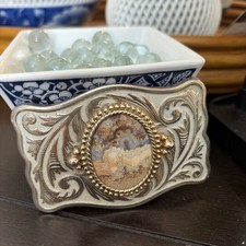 Beautiful Enamel Mixed Metals Filigree Belt Buckle - Vintage Statement Piece
