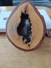 Mini Live Edge Mirror With Burlap Back Wall Hanging Vintage