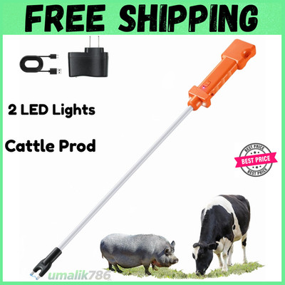 Cattle Prod, Rechargeable Electric Livestock Prod with 2 LED Lights, Waterproof