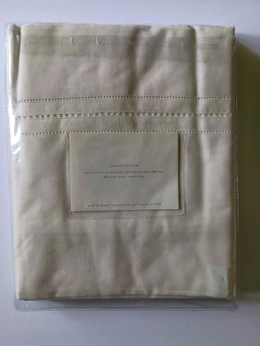 Pottery Barn Bed Skirt Twin Ivory Cotton Hemstitch Dust Ruffle Valence - Picture 4 of 5