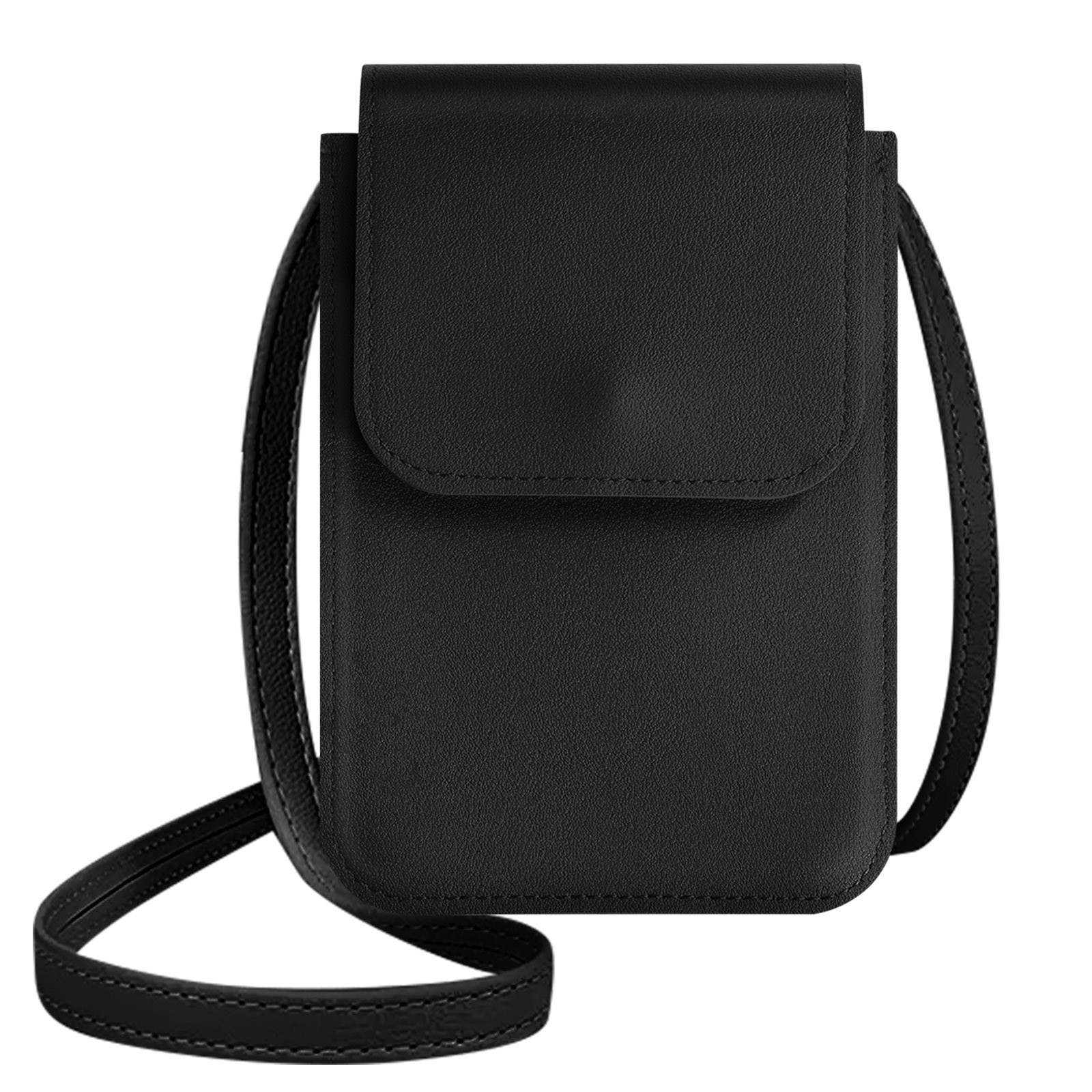 Pochette bandoulière smartphone universelle Avizar noire avec range-carte et grande sangle 135cm
