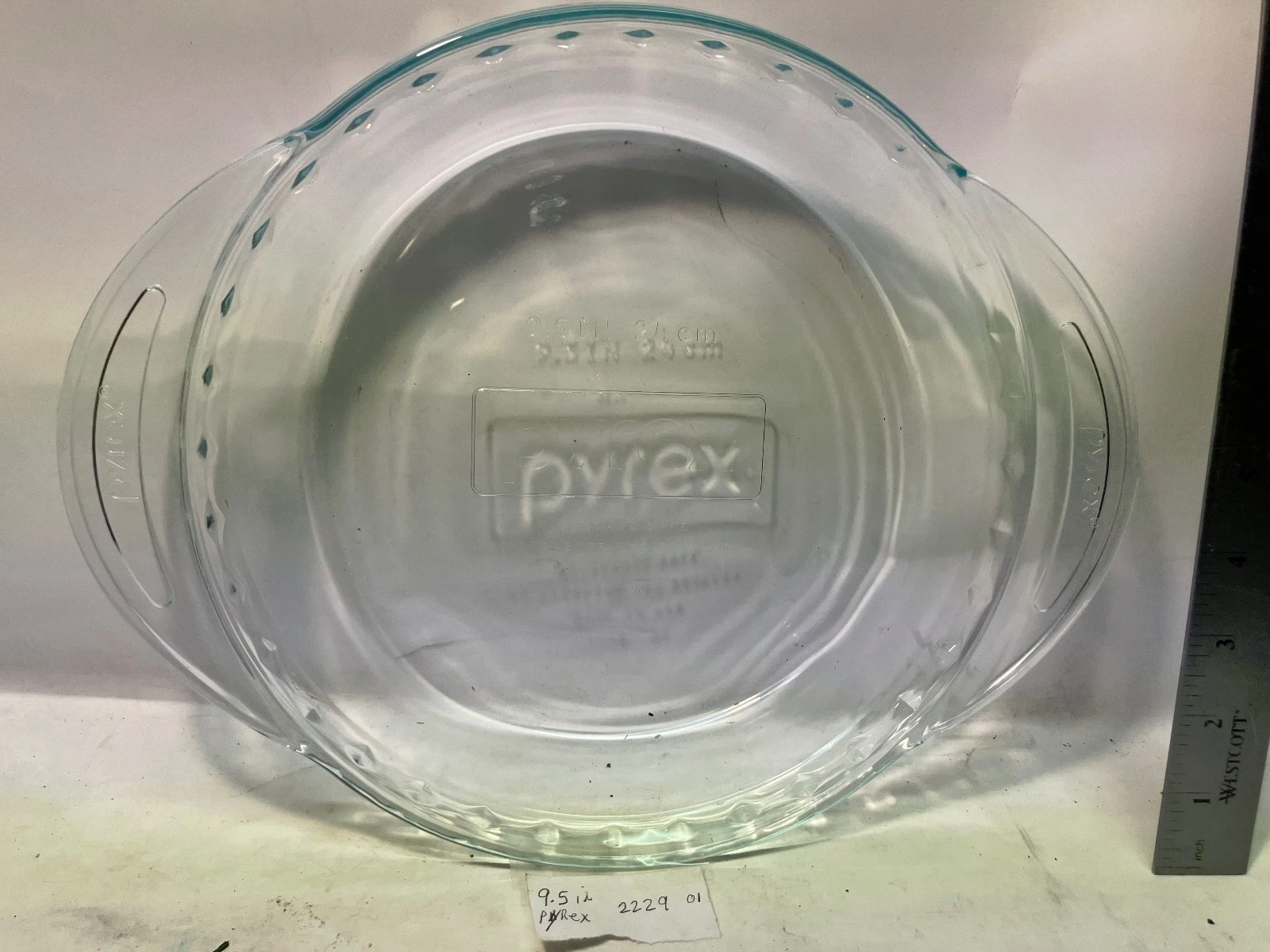 Pyrex Deep Dish Pie Plate #2229 Wide Handle Fluted Edge 9.5"x2" Ex free shipping