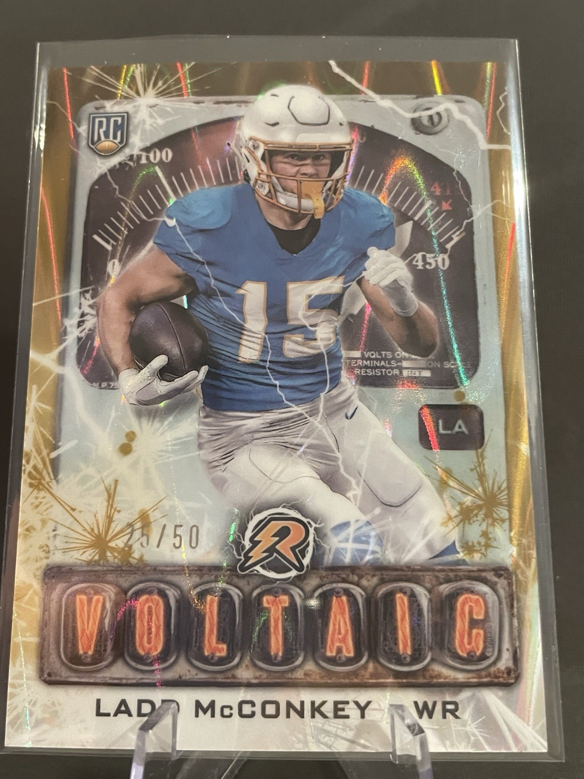 2024 Topps Resurgence Ladd McConkey #V-12 Voltaic Gold Power Surge RC /50
