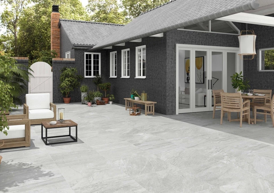 Grey White Very Anti-slip, Stone Look Strong 12mm-Thick Floor Tiles 33x33cm 18m2 - Image 2 of 4