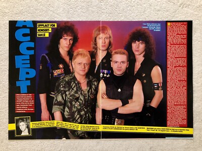 ACCEPT 1986 UDO Clipping Poster Swedish Music magazine Okej