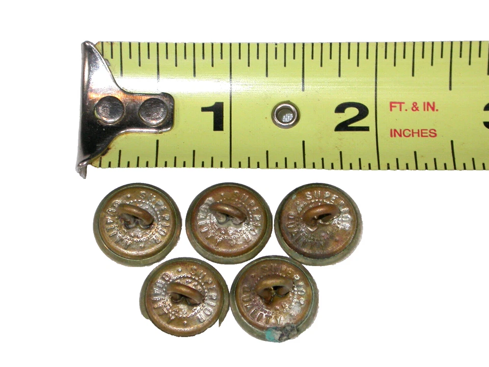 5 Vtg Brass Tone Coat Buttons Latin Spectemur Agendo Griffin Shield 5/8" Shank - Image 4 of 4
