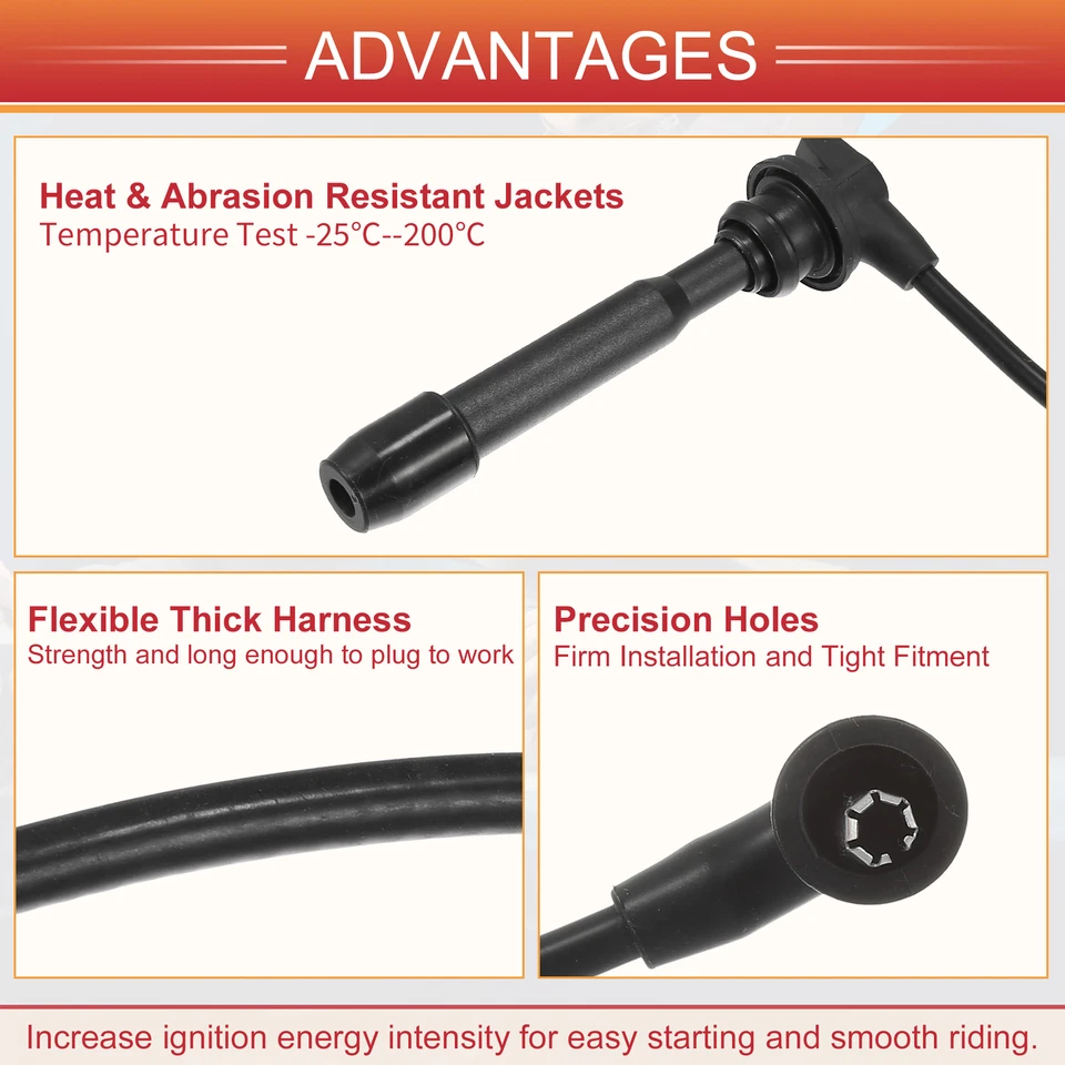 2750123B70 4 piezas cables de bujía para Hyundai Elantra Tiburon Kia Spectra Soul L4 Foto 4 de 4