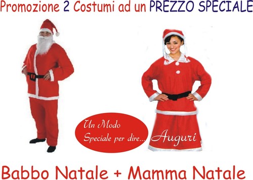 COSTUME VESTITO DI BABBO NATALE + MAMMA NATALE TAGLIA UNICA ADULTO PREZZO  STOCK | eBay