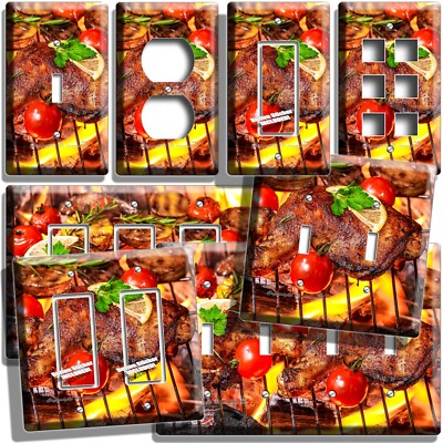 BBQ GRILL CHICKEN LIGHT SWITCH OUTLET WALL PLATES RESTAURANT BAR CAFE ART DECOR