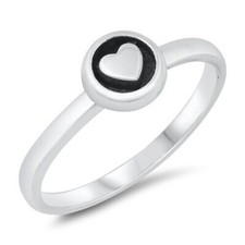 Heart Ring Genuine Sterling Silver 925 Oxidized Jewelry Height 7 mm Sizes 4 - 10