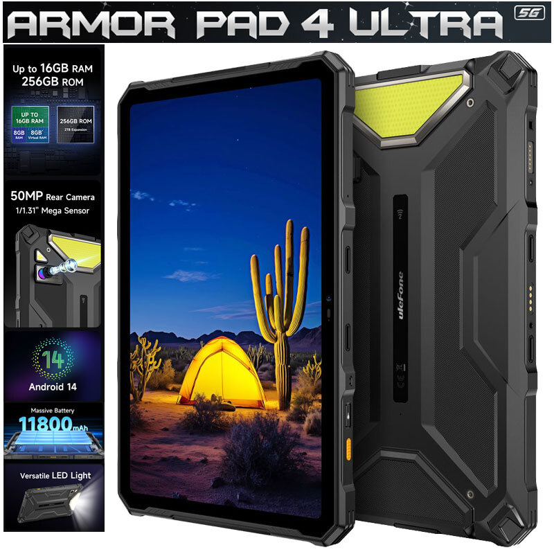 5G Ulefone Armor Pad 4 Ultra Rugged Tablet Android 14 Phone