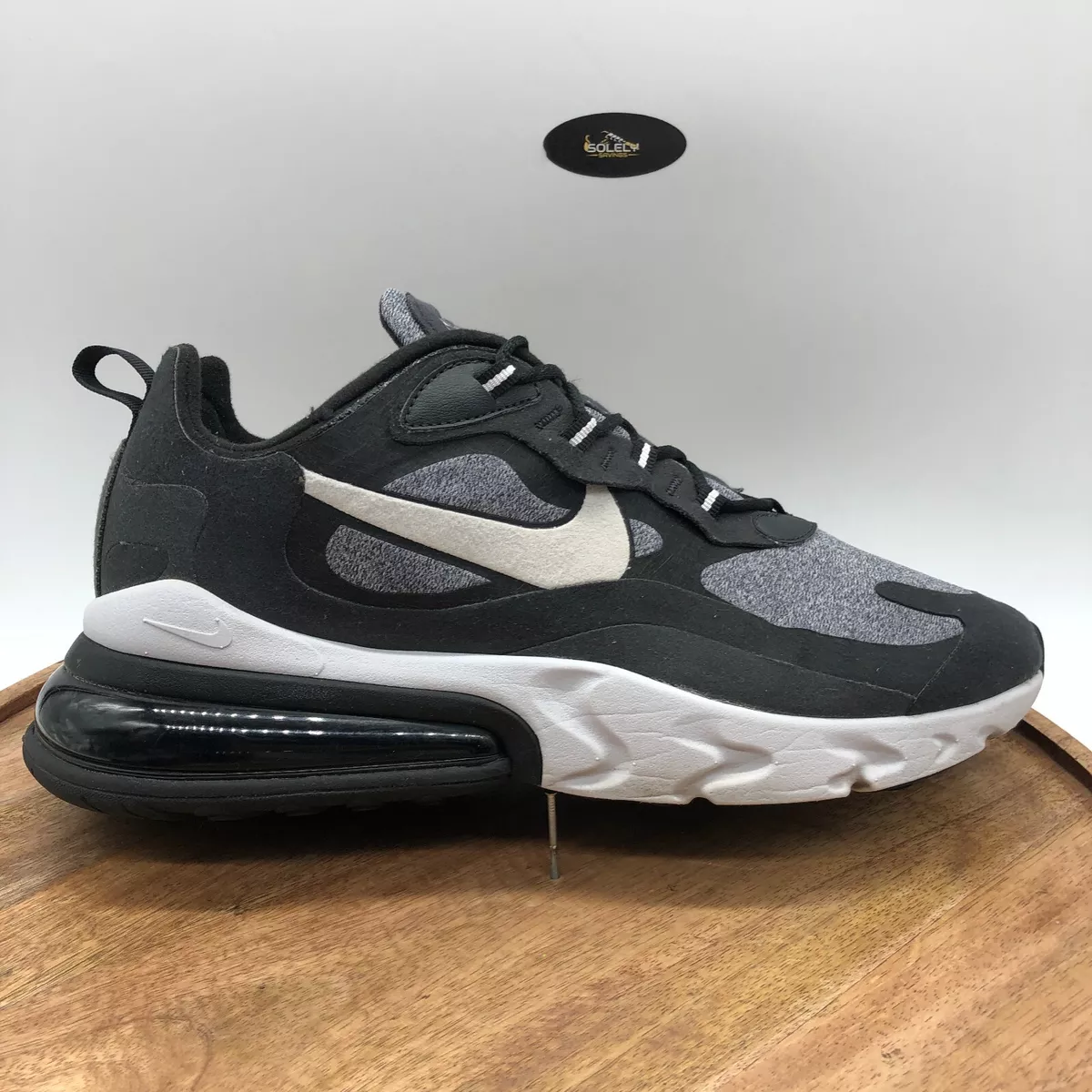 Nike Air Max 270 React Black Vast Grey Off Noir Shoes Size 11.5 AO4971 001
