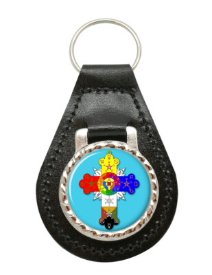 Rosenkreuz Christlicher Leder Schlüsselanhänger