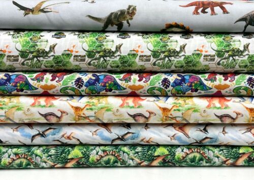 Dinosaur Fabric Jungle Jurassic World 100% Cotton Dressmaking Fabric - Picture 1 of 8