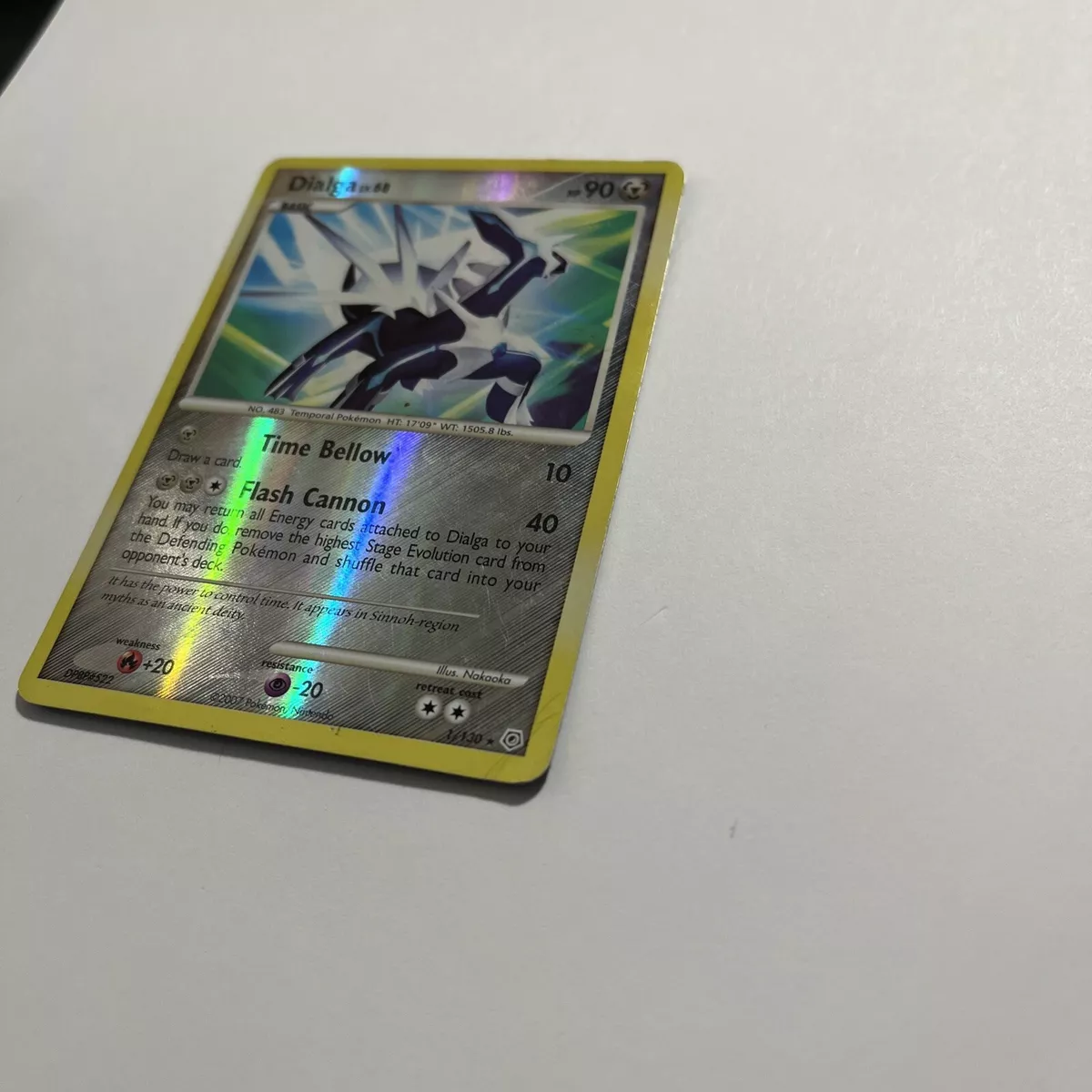 Pokemon Card Dialga LV.68 Diamond & Pearl 1/130 HEAVILY PLAYED Reverse Holo  Rare