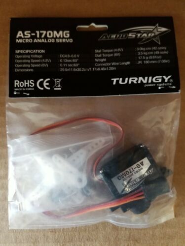 Servo de superficie Turnigy Aerostar AS-170MG microanalógico Metal Gear - Imagen 2 de 3
