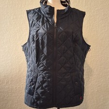 Joules Womens Quilted Puffer Vest Navy Sz 14 Quilted Y2k Biker