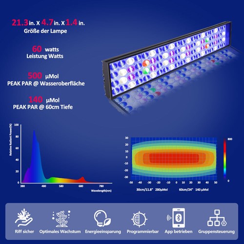 PopBloom 60cm aquarium led beleuchtung meerwasser led aquarium led vollspektrum - Bild 4 von 11
