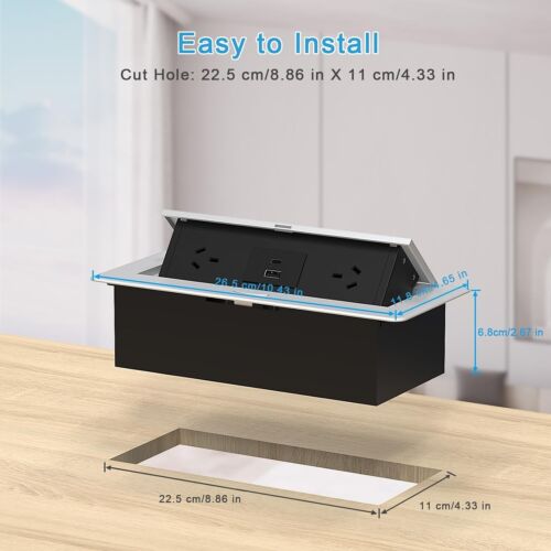 Haylink Desk Power Board USB C 20W Pop-up Strip 2 Outlets 2 USB Ports 2M Cord - Picture 5 of 7