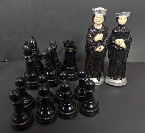 Vintage ES Lowe ANRI King & Queen mit klassischen Schachfiguren MODIFIZIERT KOMPLETTSET - Bild 5 von 8