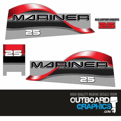 Mariner 25hp two stroke outboard engine decals/sticker kit