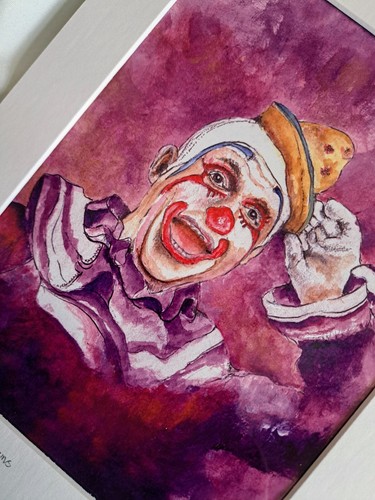 Original handbemalter Aquarelldruck eines Clowns - Bild 5 von 6
