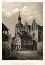 Danzig Gdansk Brigittenkirche Original Lithog...