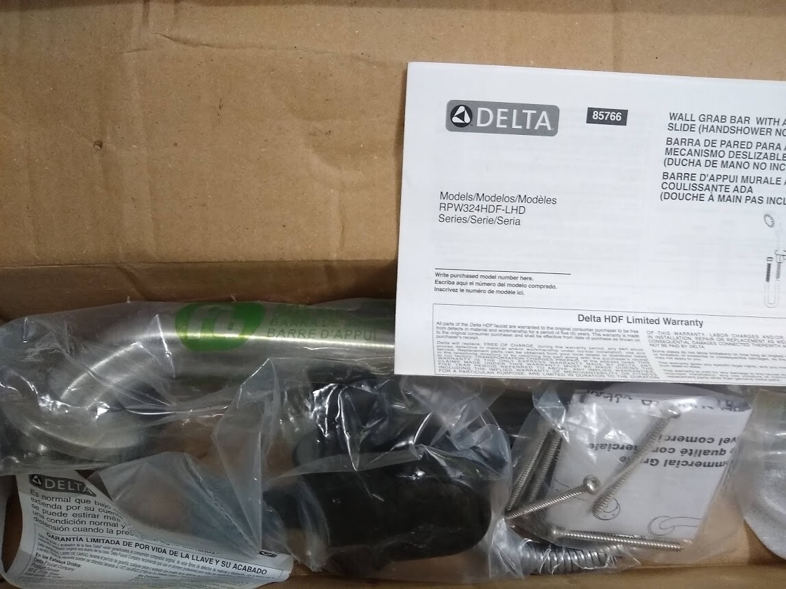 Delta RPW324HDF-LHD Slide Bar and Elbow For Use With Hand Shower 