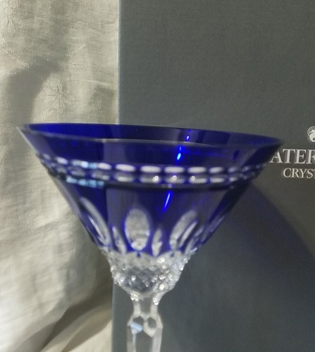 2 Waterford Kristall Clarendon Martini Gläser Kobaltblau Schliff Auf Klar Neu im Karton - Bild 6 von 8