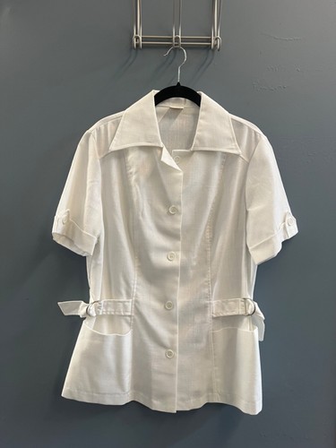 Vintage LARGE JC Penney Fashions MW Unisex White Fitted Safari Like Shirt - Picture 2 of 9