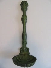 Vintage Metal Ladle Kitchen Wall Pocket ATQ Shabby Green Bouquet Display Plaque