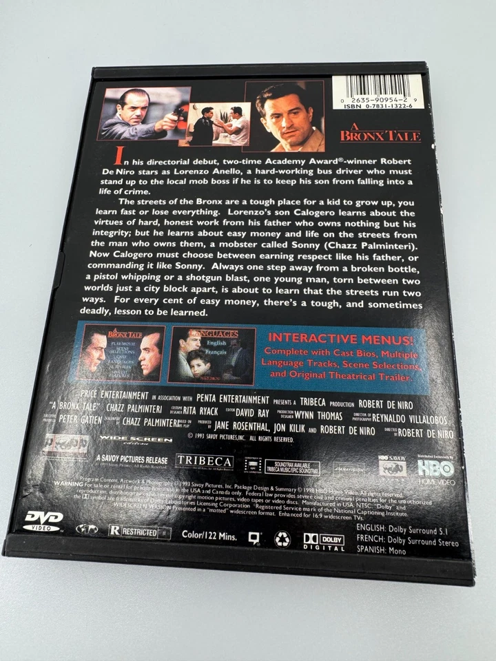 A Bronx Tale (DVD, 1998) Robert De Niro Chaz Palminteri - Image 2 of 4