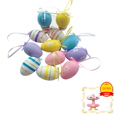 12Pcs Easter Decorations Eggs Hanging Ornaments Colorful for Easter Tree Basket