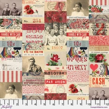 Tim Holtz Palette | Palette Red | Collage | Sold by The 1/2 Yard