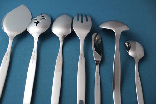 7pc Serving Tablespoon Fork Pierced Ladle Butter Pie Sugar Oneida FROSTFIRE - Picture 5 of 5