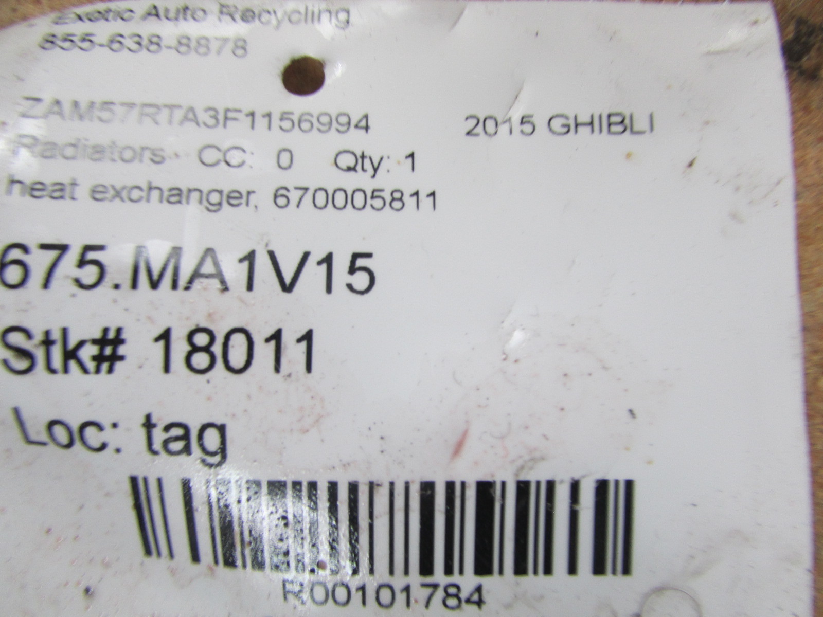 Maserati Ghibli, STG Heat Exchanger, Used, P/N 670005811