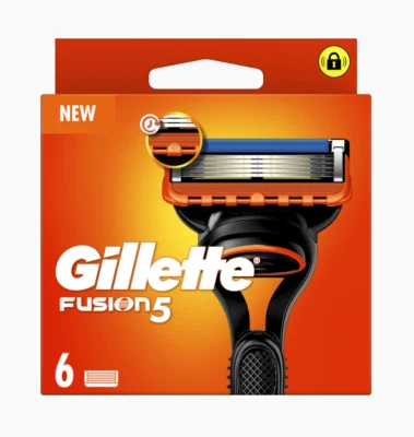 Pack 6 Lames GILLETTE "Fusion 5" Recharge de Rasoir Paquet Lot Gilette ORIGINAL*