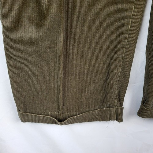 VTG Eddie Bauer Corduroy Pants Men's 42 Tall Olive Green Cuffed Relaxed Fit - Picture 4 of 10