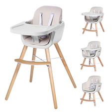 High Chairs for Babies and Toddlers,3 in 1 Convertible Wooden Highchair, Baby Hi