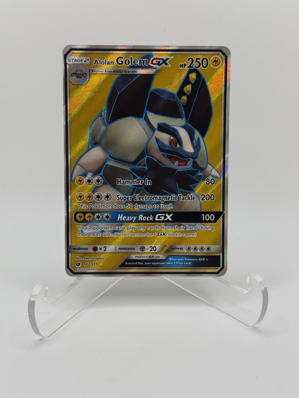 Alolan Golem GX (Full Art) 102/111 Sm-Crimson Invasion Holo