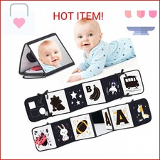 Black and White Baby Books for Newborn - Tummy Time Mirror Sensory Toys Soft M