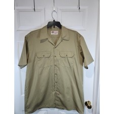 Men's sz XL Dickies Tan Short Sleeved Button Down Work Shirt